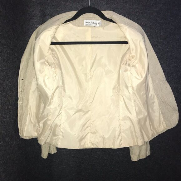 Diane Von Furstenberg Blazer Size 4 100% Silk Beige Tan Vintage Women's *flaws - Picture 3 of 14